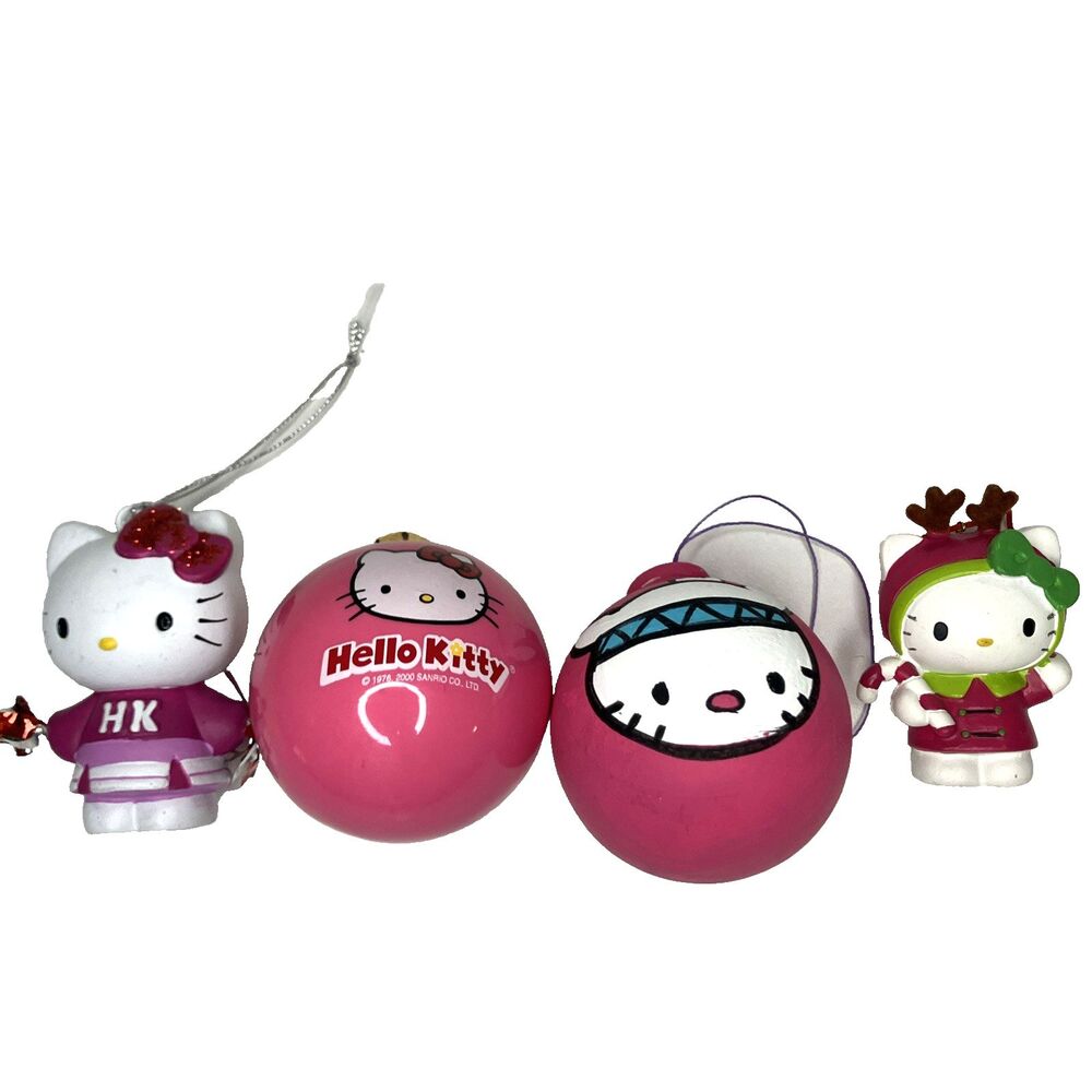 Lot of 4 Hello Kitty Christmas Ornaments as old As Year 2000